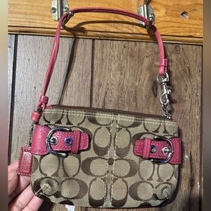 Coach SoHo Brown and Pink Signature Wristlet